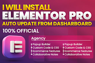 install elementor pro plugin with official license and auto updates