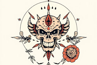create a traditional or old school style tattoo design