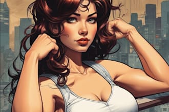 draw retro comic art, t shirt, character illustration