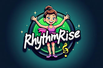 design dance studio mascot logo with express delivery