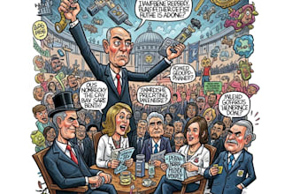 create a political cartoon or editorial illustration