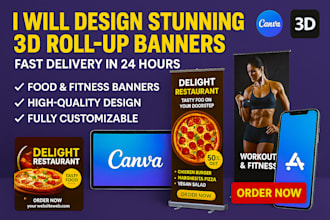 design roll up banner, pop up banner, reachable banner in 24 hours