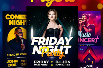 design a professional party or event flyer, poster