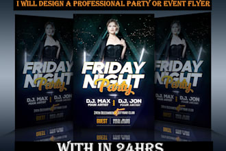 design a professional party or event flyer, poster