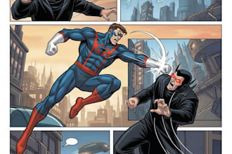 do graphic novel page superhero cartoon character design