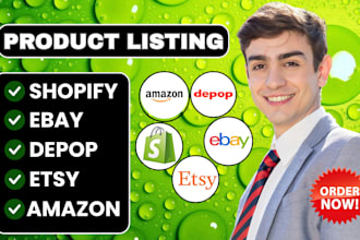do product listing, amazon, ebay, shopify, poshmark, etsy, mercari, lister