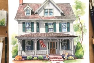 paint a watercolor portrait of your house from the photo