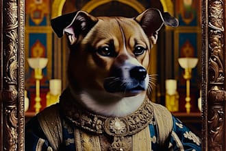 royal pet portrait  custom digital art