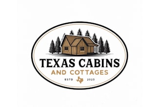 design realistic building cabins, tiny homes, vintage logo in my style