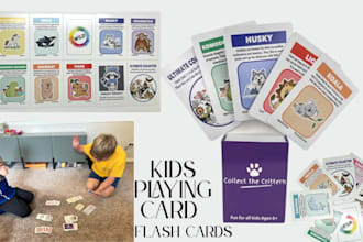 design card game flashcard educational memory kids playing card with box mockup