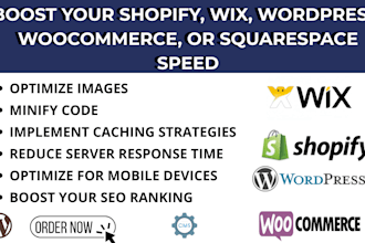 speed optimize your shopify wix wordpress woocommerce and squarespace website