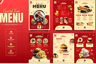 design restaurant food menu,cocktail flyer,food poster with qr code for bar cafe