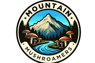 design exclusive mountain, mushroam logo