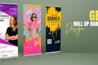 create retractable banner, roll up banner design in 24 hours