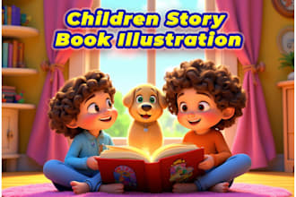 draw cute and colorful children storybook illustration for kdp