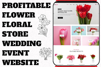 design flower shopify store floral roses bouquet store wedding event website