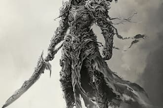 do an intricate artwork of a fantasy or dnd figure