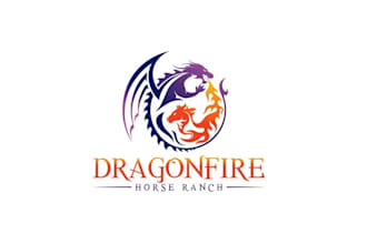 make expertly crafted logo for dragon fire horse ranch