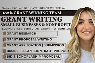 search and write winning grant proposals, bids, for non profit, small businesses
