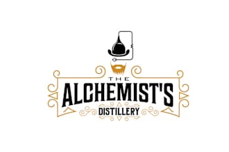 design bar branding logo for the alchemists distillery