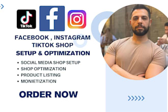 setup and optimize facebook, instagram, and tiktok shops with product listing
