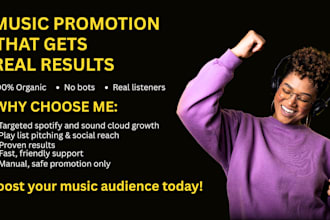 deliver real music promotion for spotify, soundcloud and apple music fans