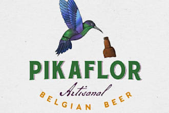 make classic new microbrewery logo with hummingbird