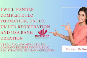 handle complete llc formation, US llc, UK ltd registration and USA bank creation