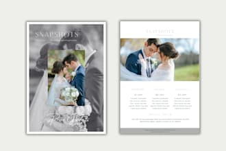 design a luxury photography pricing guide, rate card