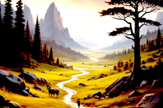 draw a concept natural landscape and background illustration
