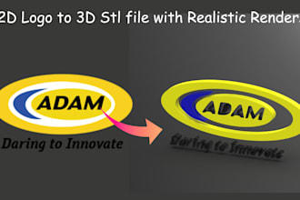 convert 2d logo to 3d stl file for printing, with renders