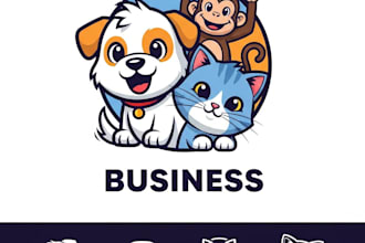 draw a cute cartoon character logo design for your business