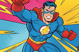 draw you a dc or marvel style comic book superhero character