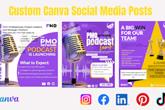 design custom canva social media posts for instagram facebook linkedin pinterest