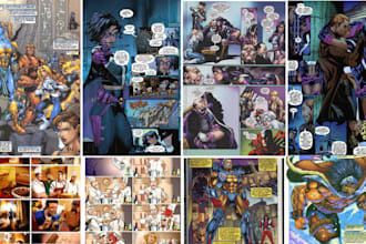 do comic book, manga cartoon character, graphic novel, storyboard design comic