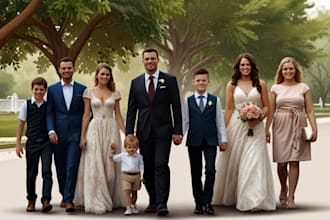 draw realistic couple family portrait couple or wedding family guy illustration