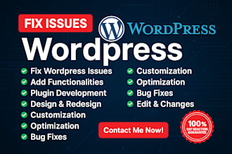 fix wordpress issues, debug wordpress, wordpress error or do wordpress changes