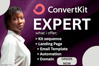 convertkit email template ,landing page, automation, account