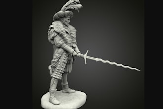 sculpt 3d sci fi warrior, tabletop dnd game, armor figure wargame minis 3d print