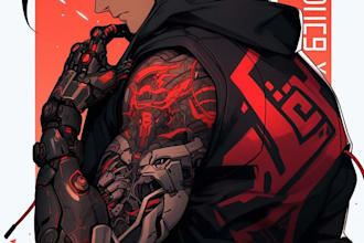 create a cyberpunk illustration style or fan arts