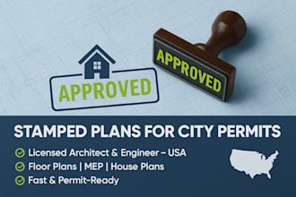 stamp 2d floor, mep, and house plans for city permit approval