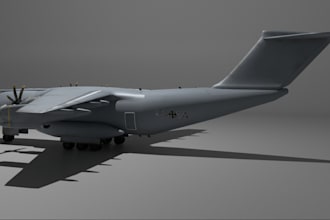 detailed 3d renderings of airbus a400m military cargo plane,game asset, vehicle
