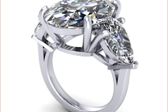 turn 2d sketch to fashionable cad jewelry, customized pendant,ring,3dsmax render