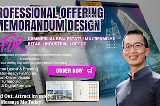 design or redesign commercial real estate, offering  memorandum brochures, flyer