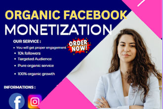 boost organic followers, set up monetization for facebook, tiktok and instagram