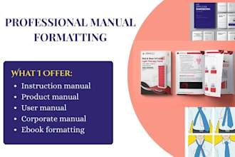 edit, format instruction, product, user, corporate manual and ebook formatting