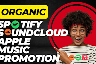 organic spotify, soundcloud, apple, youtube music promotion