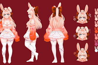 draw custom character design sheet anime reference sheet vtuber model commission