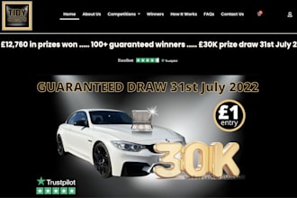 design raffle competition website, giveaway raffle website, ticket booking