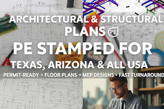 draw review and stamp engineering plan architectural drawing and for city permit
